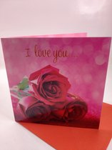 Carte de voeux - Valentine - Amour - Carte de voeux Holographique Luxe - Effet 3D - Happy Valentine - Je t'aime