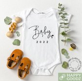 Baby Romper 2022 WIT, Baby geboren in 2022, Zwangerschapsaankondiging / bekendmaking, Zwanger, 100% katoen, kraam cadeau, rompertje met tekst, aanstaande mama| 0-3 maanden - Sinter