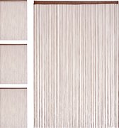 Relaxdays 4x draadgordijn - deurgordijn met franjes - draadjesgordijn - 145x245 cm - bruin