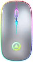 George Napoli - Souris sans fil Gaming - souris de jeu rechargeable - - Souris sans fil Gaming RGB - LED - souris silencieuse - Argent