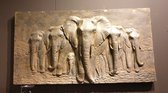Home&Deco 3D wandversiering olifanten familie bruin polystone-98,5x8x52,5cm-1 stuks