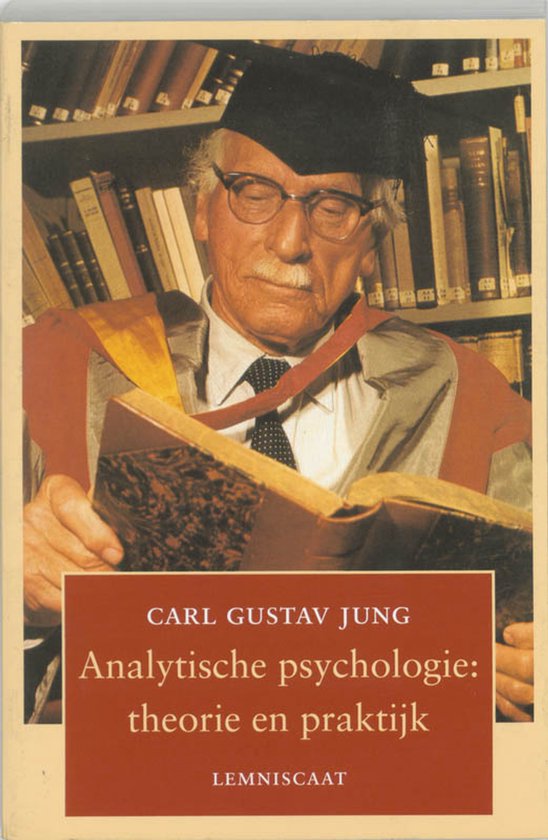 Voorkant van het boek "Analytische psychologie: theorie en praktijk" van Carl Gustav Jung, met een portret van Jung.