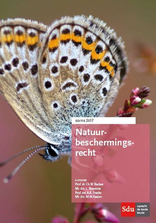 Een close-up van de vleugels van een blauwtje vlinder met oranje en zwarte vlekken. Natuurbeschermingsrecht editie 2017.