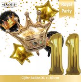 Cijfer Ballon 11 * Snoes * Black & Gold Thema * Prinsen & Prinsessen * Crown * Kroon * Royal Celebration * Verjaardag Decoratie Ballonnen Pakket * Boeket Ballonnen * Nummer Ballon