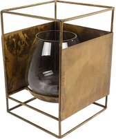 Oneiro’s Luxe Waxinelichthouder  MION Goud L - 14x14x21 cm - kaarsenhouders - kaarsenhouder - waxinehouder - decoratie – woonaccessoires – theelichthouder – zwart – goud – zilver