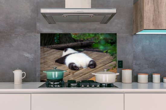 Spatscherm keuken 100x65 cm - Kookplaat achterwand Dier - Panda - Slapen - Muurbeschermer - Spatwand fornuis - Hoogwaardig aluminium