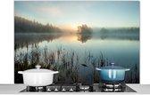 Spatscherm keuken 120x80 cm - Kookplaat achterwand Zonsopkomst bij het meer - Muurbeschermer - Spatwand fornuis - Hoogwaardig aluminium