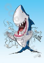 Afspraakkaart Tandarts - Cartoon 'Flossende haai' - 2000 stuks