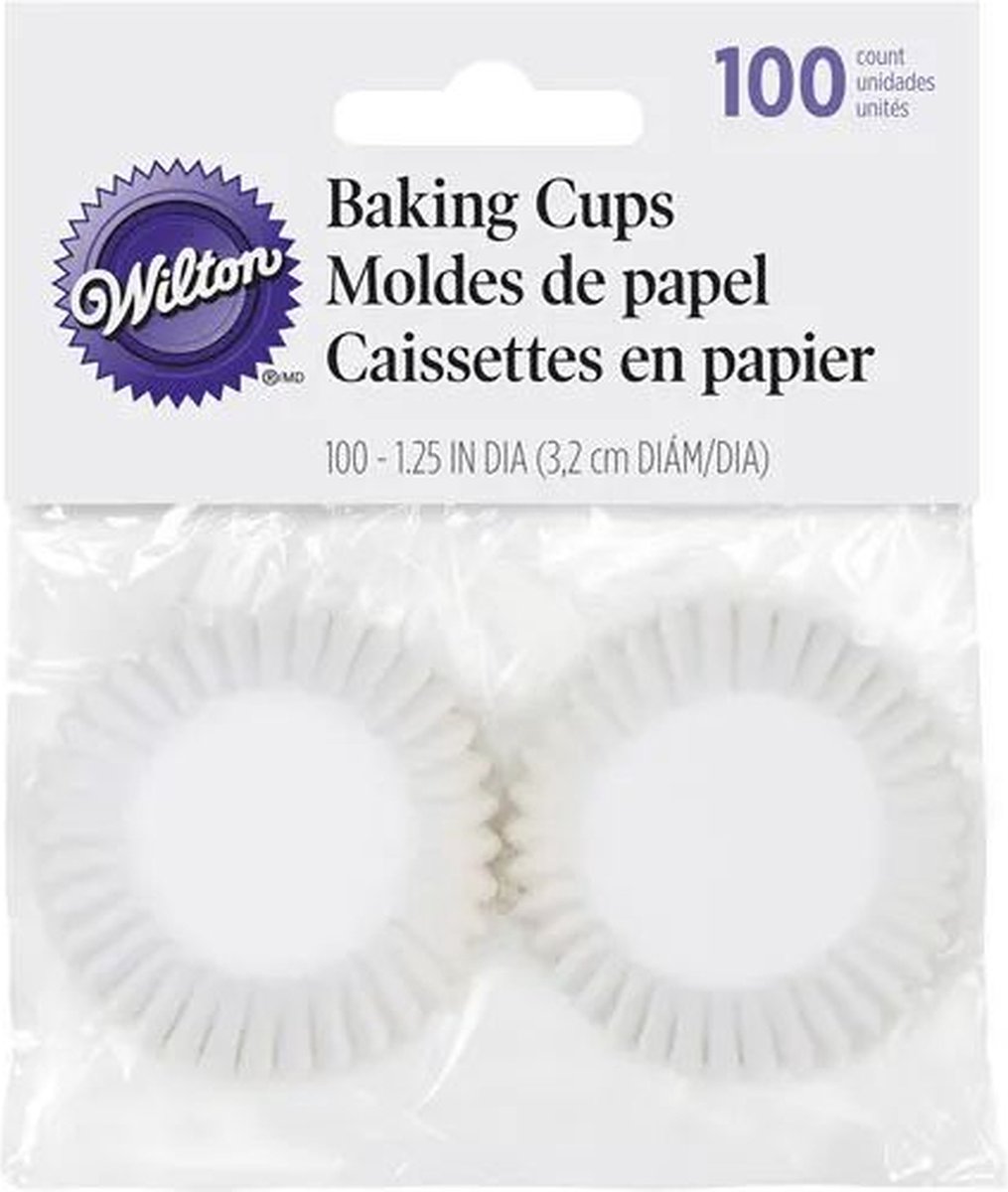 Wilton - Mini Cupcakevormpjes - Wit - pk/100