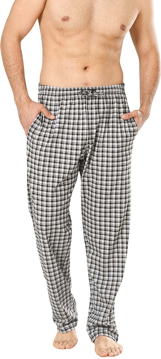 Pyjama Homme - Pantalon - Lot de 2 - Zwart / Grijs à Carreaux - M | bol.