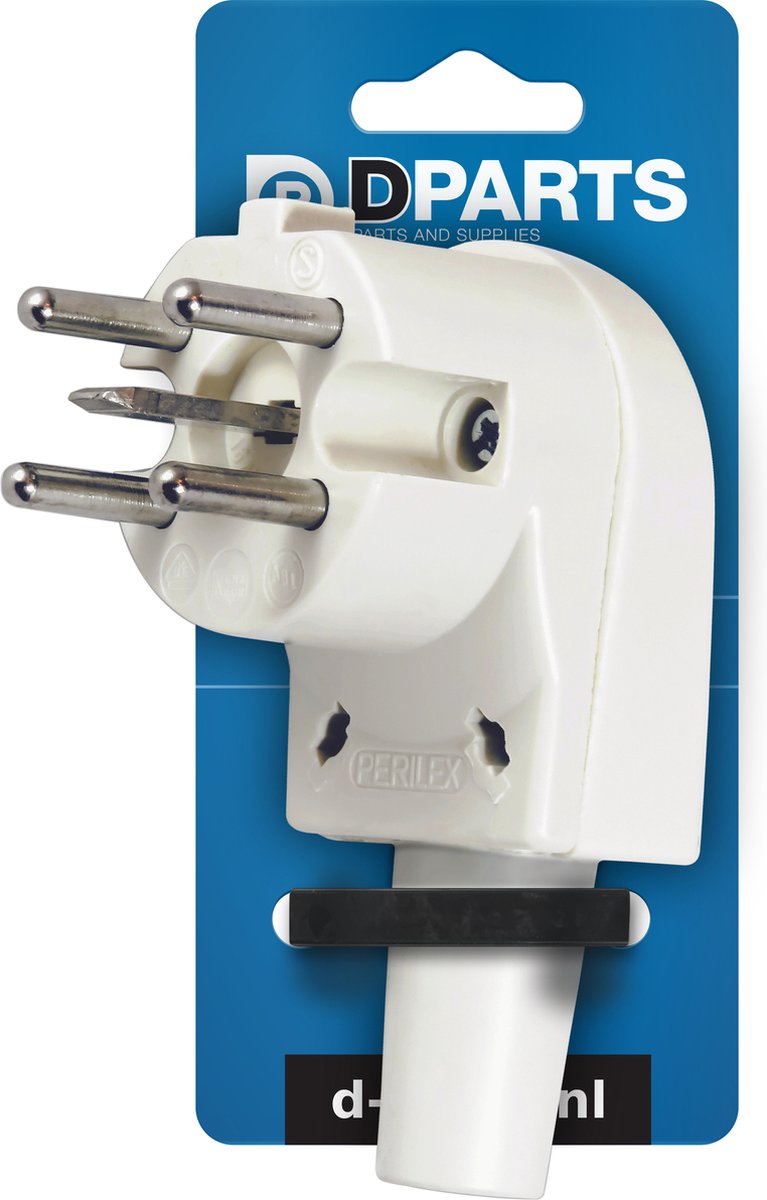 Dparts perilex stekker - 5-polig 400V 16A - perilexstekker zonder snoer voor inductie, elektrische, kookplaat, fornuis, oven - geschikt voor perilex aansluitkabel, contactdoos, stopcontact - haaks - crème wit