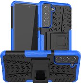 Rugged Kickstand Back Cover - Samsung Galaxy S21 FE Hoesje - Blauw