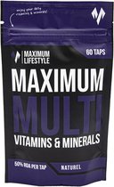 Maximum Multi – Vitamines & Mineralen Mix – 100% Natuurlijk –100% Zuiver – Geen Toegevoegde Kleurstoffen/Geurstoffen/Smaakstoffen -13  Soorten Vitamines – 12 Soorten Mineralen – 60