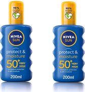 NIVEA Sun Zonnespray 200 ml - Beschermingsfactor 50+ - 2 stuks