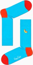 Happy Socks Embroidery Hot Dog Sock | Maat 41-46 | Blauw met Oranje | Geborduurde Hotdog op de sok