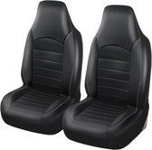 van Dam Exclusive® Twee universele pasvorm PU lederen autostoelhoezen - hoge rugleuning kuipstoelhoes - autostoelbeschermer - passen op de meeste auto's - Grijs