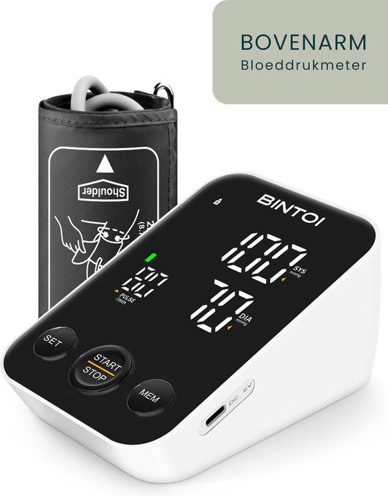 Groenland Aarde plak Bintoi® BX300 - Bloeddrukmeter Bovenarm - Hartslagmeter - Incl. Opbergtas  en... | bol.com