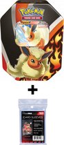 Pokémon Kaarten Fall Tin Eevee Evolution - Flareon V + UltraPro Sleeves