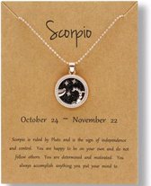 Bixorp Stars Schorpioen / Scorpio Ketting met Nacht achtergrond Goudkleurig - Sterrenbeeld Hanger