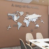 Wereldkaart Wanddecoratie | 3D Muursticker | Zilver