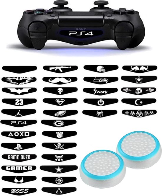 Playstation PS5 PS4 PS3 | Xbox X S One 360 | 1 Set = 2 Thumbgrips | Sticker + Thumbgrips | Wit/Blauw + Willekeurige Sticker