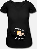 Zwangerschaps T-Shirt - See you in August- zwart - maat XXL