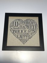 Tekstbord / Wandbord / Dikke knuffel / Verjaardag / Cadeau / Woondecoratie / Bruin / Fotolijst