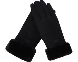 Handschoenen - Dames - Fleece - Touchscreen - Zwart - One size - Wol - Winter - Kerst