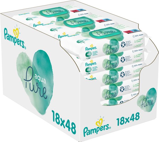 Product: Pampers Aqua Pure Billendoekjes - 864 doekjes, van het merk Pampers