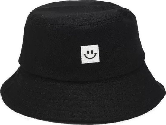 Bucket Hat - Zwart Wit - Smiley - Unisex - Regenhoed