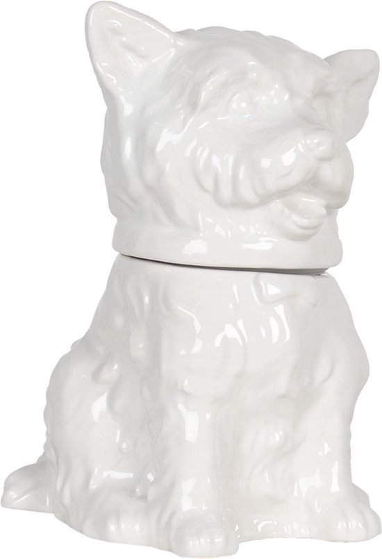 WENKO Voorraadpot Maya van hoogwaardige, witte keramiek met honingraatstructuur, vaatwasmachinebestendige bewaarpot met luchtdicht deksel van bamboe, FSC®-gecertificeerd, 900 ml, 11 × 16 cm
