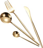 Luxe Bestekset 24 Stuks - Goudkleurig Bestek - Servies - Hoge Kwaliteit - Roestvrij Staal - 24-Delige Set - 6-Persoons - Goud