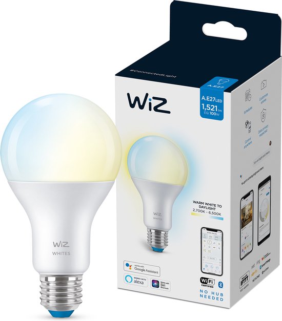 WiZ Lamp Slimme LED Verlichting - Warm- tot Koelwit Licht - E27 - 100W -  Mat - Wi-Fi | bol.com