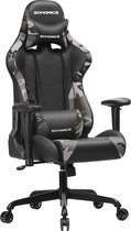 WoonWerkInterieur - Bureaustoel - Gamestoel - Racestoel- Ligstoel - Gamingchair - Zwart - Camouflage Print - Rugkussen - Nekkussen - Synthetisch leer