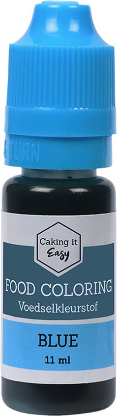 Caking it Easy ® - Eetbare Kleurstof - Waterbasis kleurstof Blauw | Taarten / Bakken | Blauwe Voedingskleurstof in handig doseer-flesje | 11 mililiter |