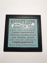 Tekstbord / Wandbord / Recept / Verjaardag / Cadeau / Woondecoratie / Groen / Fotolijst