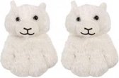 Decoratie Knuffel (2) 23 cm Wit Synthetisch Knuffeldier