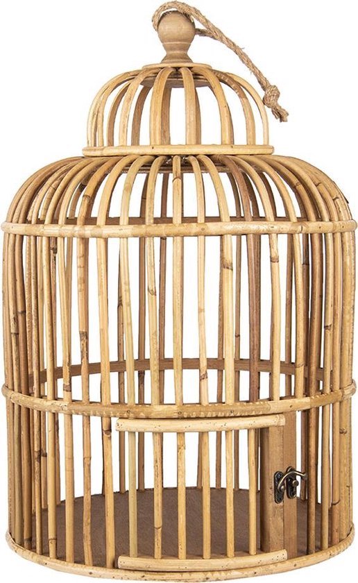 Décoration de cage à oiseaux Ø 32 * 48 cm Cage à oiseaux ronde en bois brun  pour... | bol