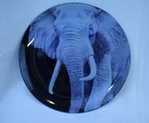 Decoratie bord, olifant paars, Ø 20 cm, glas