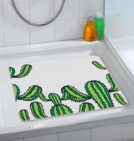 Wenko Douchemat Cactus, 54 x 54 cm, thermoplastisch kunststof (TPR), meerkleurig, 54 x 54 x 0,1 cm