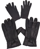 SK handschoenen heren - handschoenen heren winter thermo - leer- 2 stuks - XL - zwart