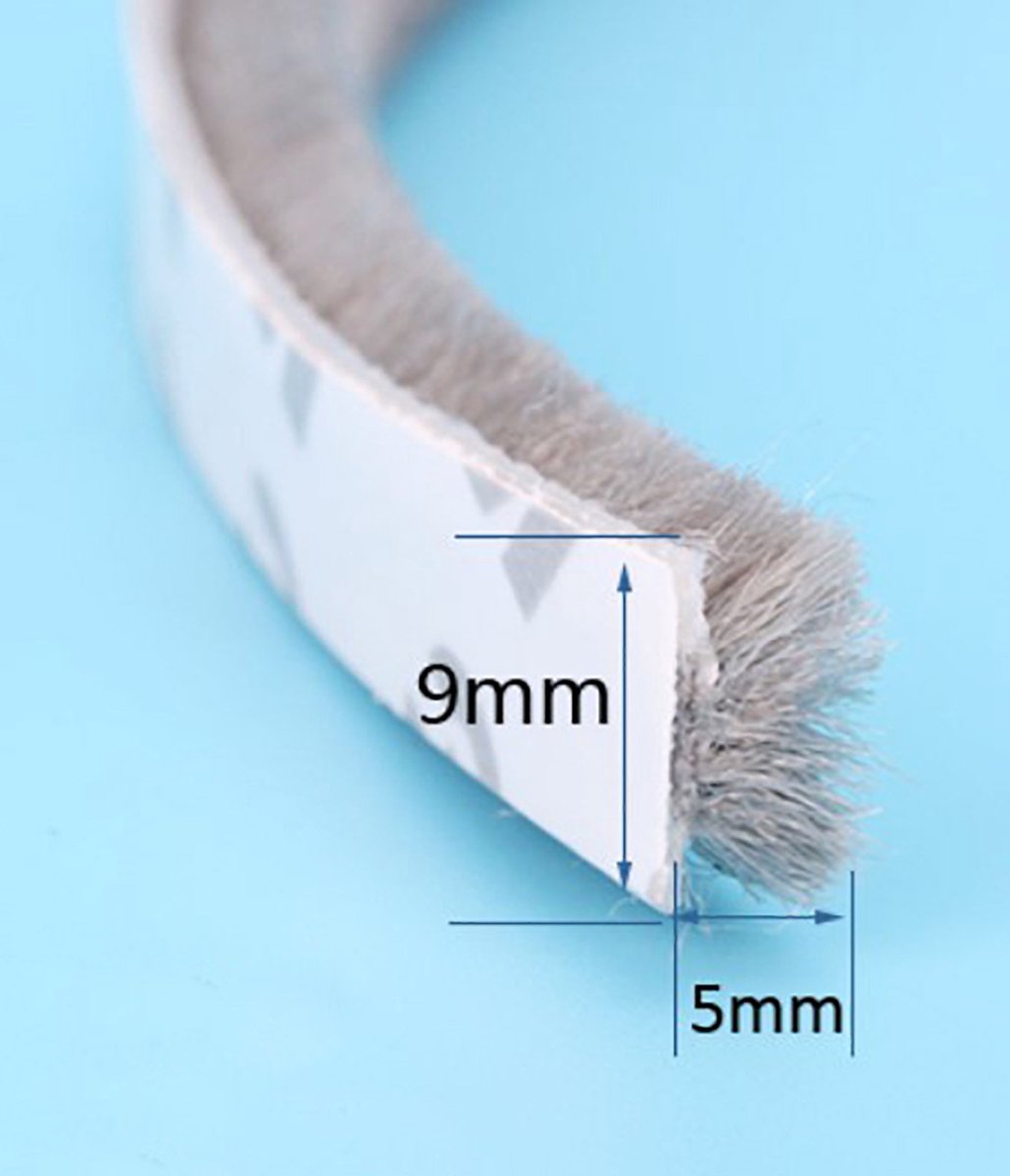 Flintronic 6 m zelfklevende borstelafdichtstrip, 9 mm (B) x 5 mm (T), deurraamafdichting, weerstrip, zelfklevende borstel weerstrippen voor luchtstopper, schuifdeur, raam en kledingkast - wit