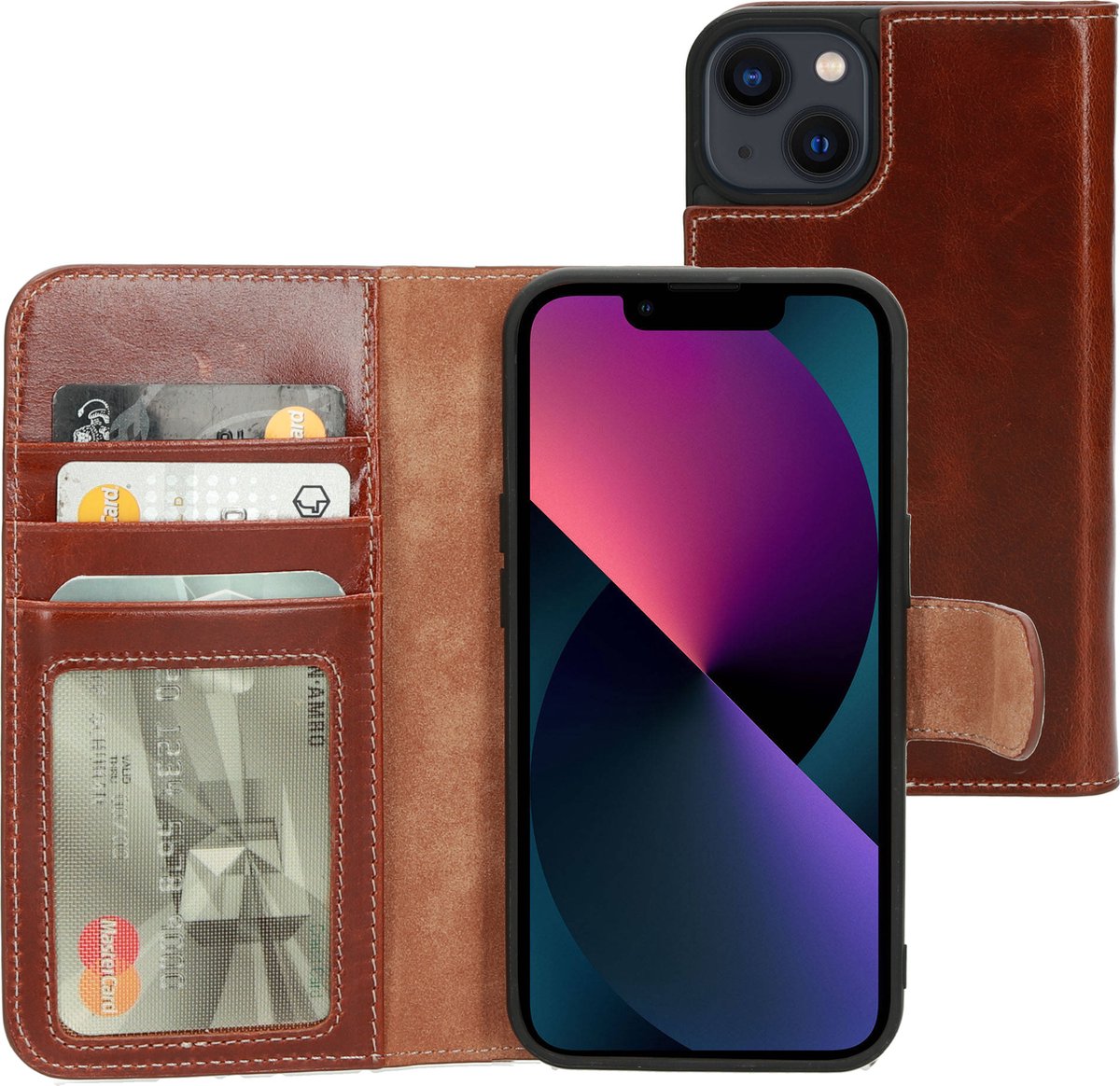 Mobiparts Wallet Case Apple iPhone 13 Oaked Cognac hoesje