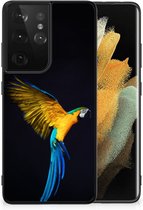 Bumper Hoesje Geschikt voor Samsung Galaxy S21 Ultra GSM Hoesje met Zwarte rand Papegaai