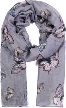Dunne Sjaal met Vlinders - 180x85 cm - Grijs