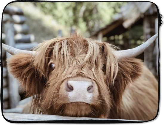 Housse pour ordinateur portable 15 pouces - Highlander écossais - Macro - Cornes - Housse pour ordinateur portable
