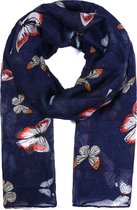 Dunne Sjaal met Vlinders - 180x85 cm - Blauw