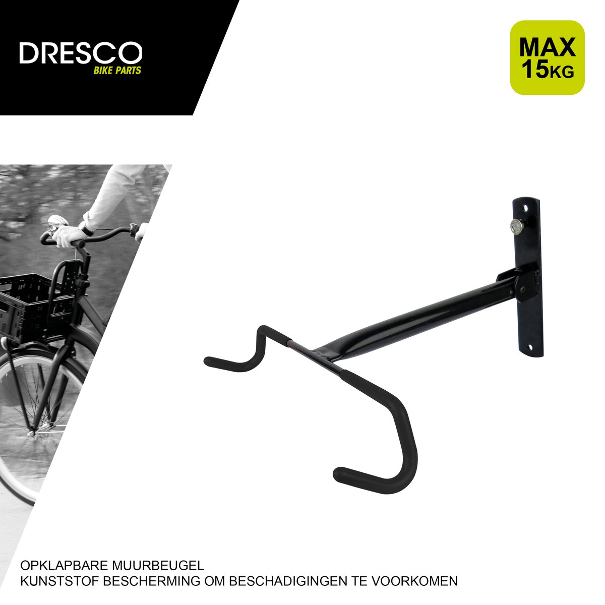 Dresco Muurbeugel Fiets 15kg Opklapbaar | Muurbeugel Fietsendrager |  Wandbeugel | bol.com