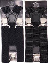 Safekeepers bretels heren - Bretels - bretels heren volwassenen -  bretellen voor mannen - bretels heren met brede clip - X model - 2 Stuks -2 x Zwart