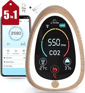 LeMatin CO2 Meter Binnen - Incl. Smartphone app - Luchtkwaliteitsmeter - Draagbaar & Oplaadbaar - CO2 Meter Horeca -CO2 Melder & Monitor